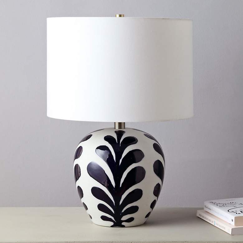 Image 1 Darina 19 1/4" High Off-White with Navy LED Table Lamp