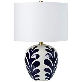 Image5 of Darina 19 1/4" High Off-White with Navy LED Table Lamp more views