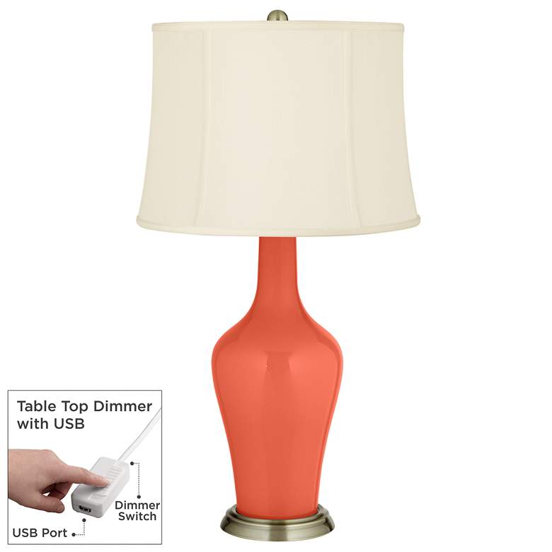 Image 1 Daring Orange Anya Table Lamp with Dimmer