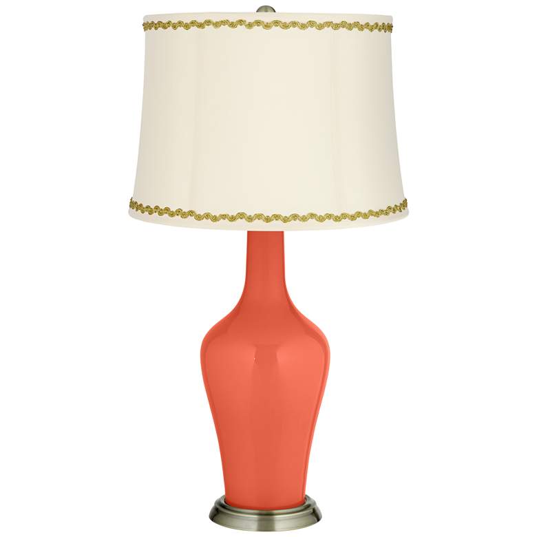 Image 1 Daring Orange Anya Table Lamp with Relaxed Wave Trim