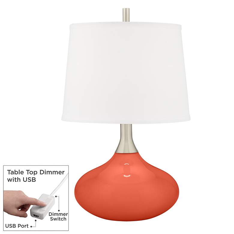 Image 1 Daring Orange Felix Modern Table Lamp with Table Top Dimmer