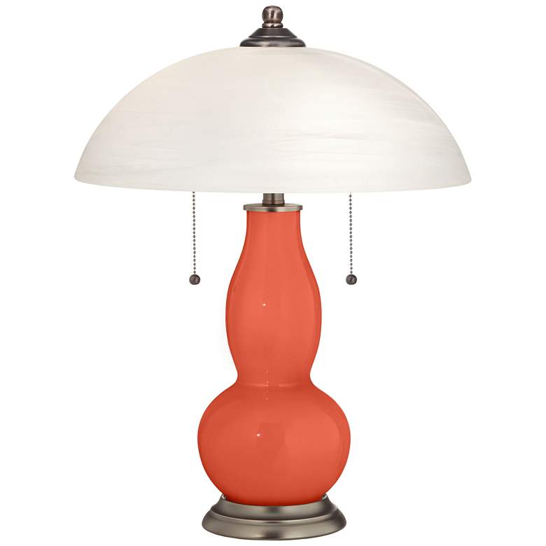 Image 1 Daring Orange Gourd-Shaped Table Lamp with Alabaster Shade
