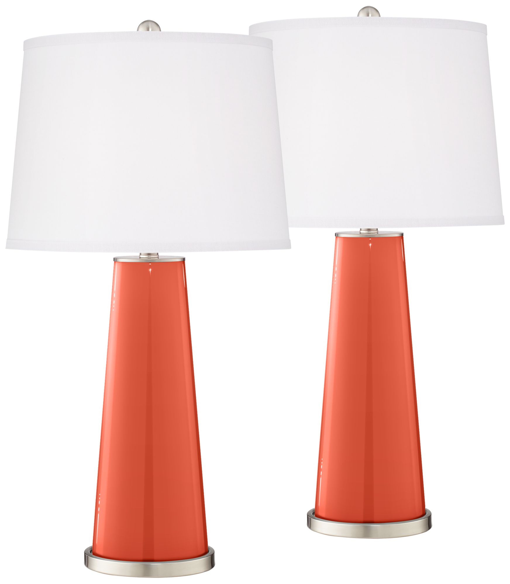 Daring Orange Leo Table Lamp Set of 2 with Dimmers