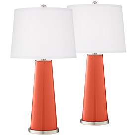 Image2 of Daring Orange Leo Table Lamp Set of 2 with Dimmers