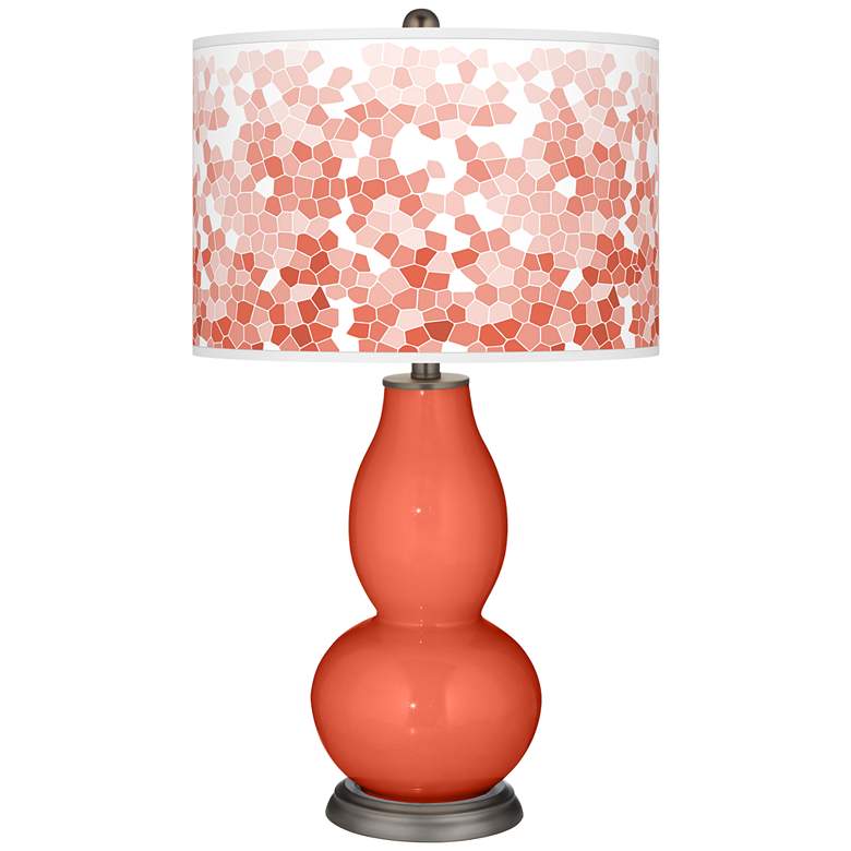 Image 1 Daring Orange Mosaic Giclee Double Gourd Table Lamp
