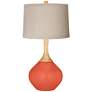 Daring Orange Natural Linen Drum Shade Wexler Table Lamp