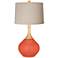 Daring Orange Natural Linen Drum Shade Wexler Table Lamp