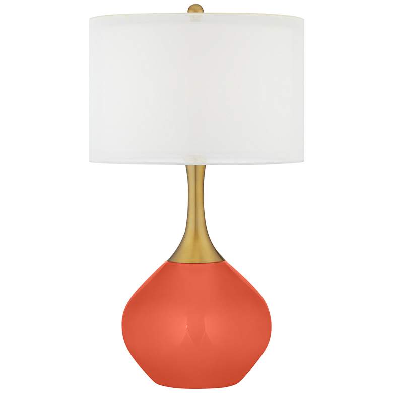 Image 1 Daring Orange Nickki Brass Modern Table Lamp