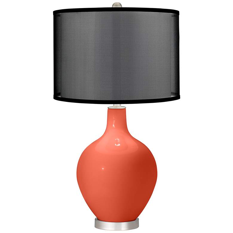 Image 1 Daring Orange Ovo Table Lamp with Organza Black Shade