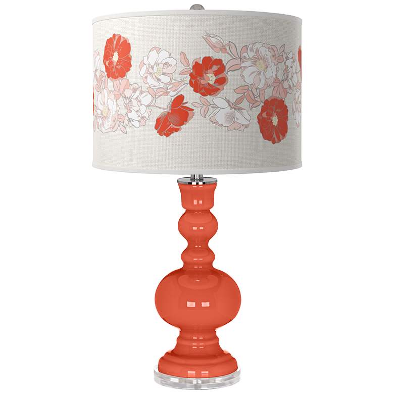 Image 1 Daring Orange Rose Bouquet Apothecary Table Lamp