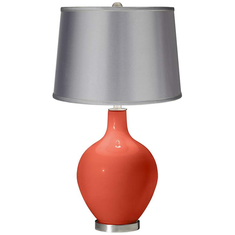 Image 1 Daring Orange - Satin Light Gray Shade Ovo Table Lamp
