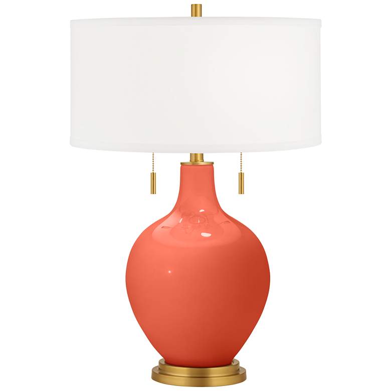 Image 2 Daring Orange Toby Brass Accents Table Lamp with Dimmer