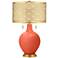 Daring Orange Toby Brass Metal Shade Table Lamp