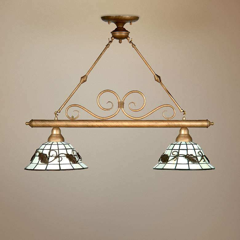 Dario 30&quot; Wide Tiffany-Style Art Glass Kitchen Island Light Chandelier