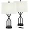 Dario Black Table Lamps Set of 2 with USB Ports