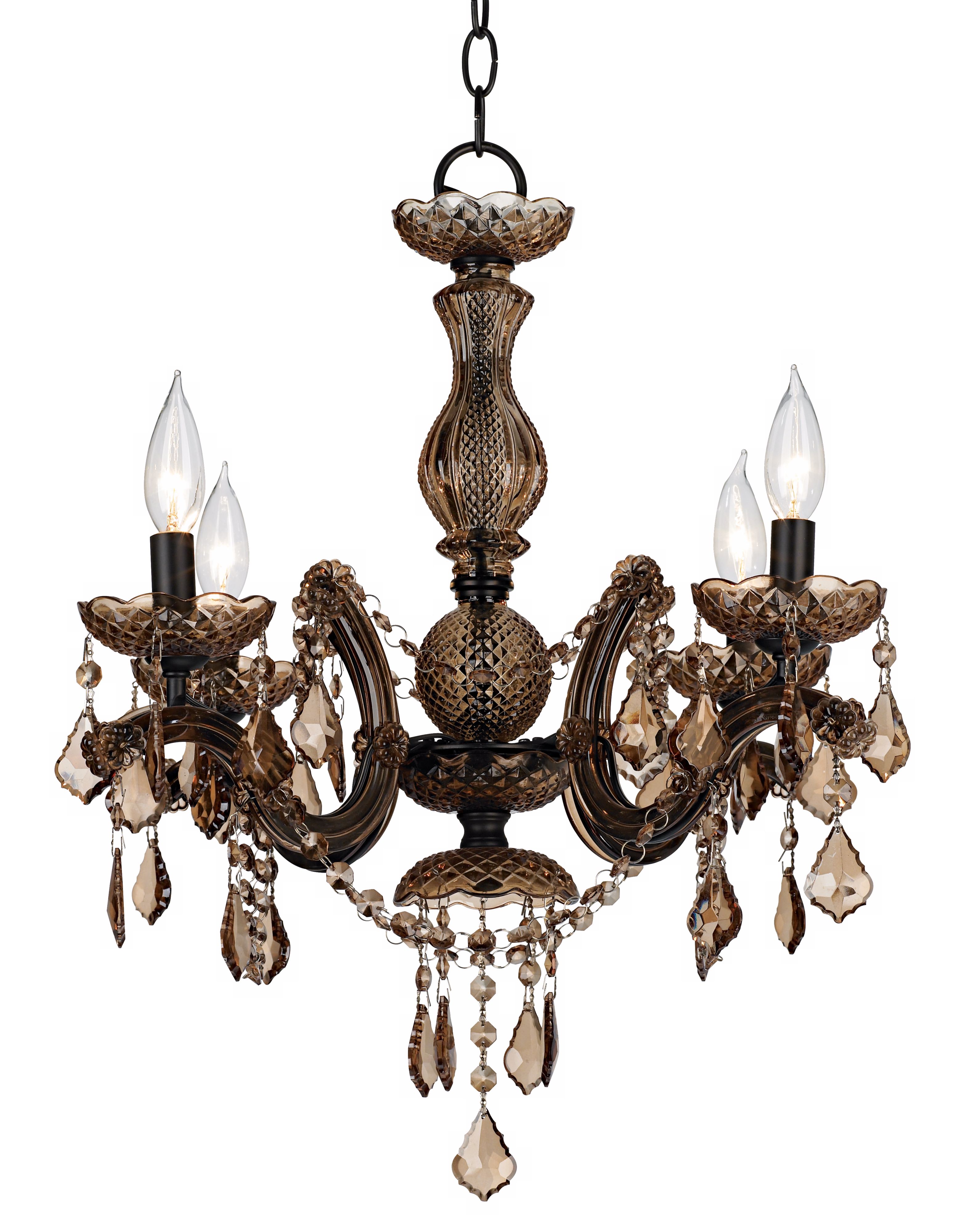 Dark Amber Glass Four Light Chandelier