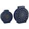 Dark Blue Circle Ceramic Vases Set of 2