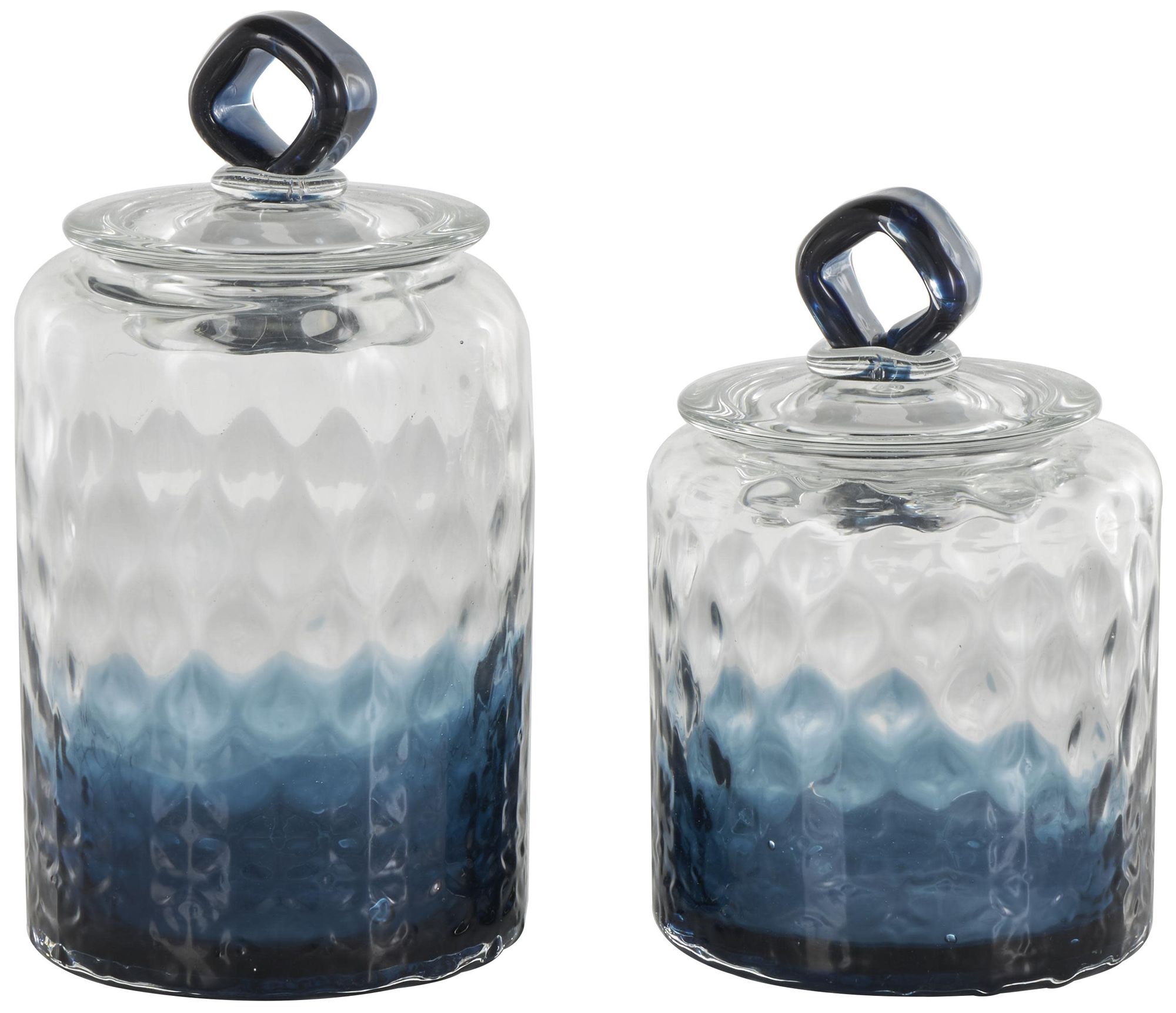 Image 5 Dark Blue Glass Nautical Decorative Jars, S/2 9", 7"H more views