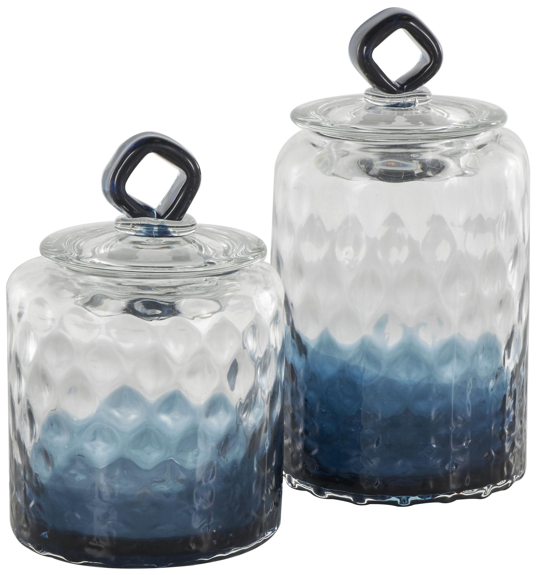 Image 6 Dark Blue Glass Nautical Decorative Jars, S/2 9", 7"H more views