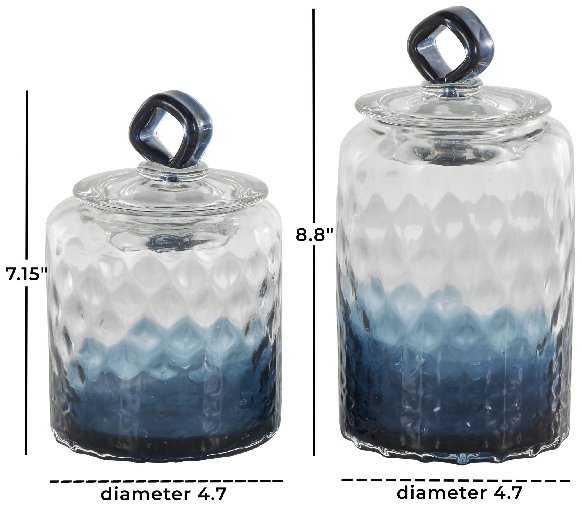 Image 7 Dark Blue Glass Nautical Decorative Jars, S/2 9", 7"H more views