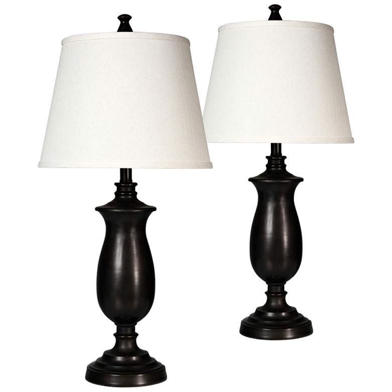 Image 1 Dark Bronze and Gold Highlight Table Lamp Set of 2