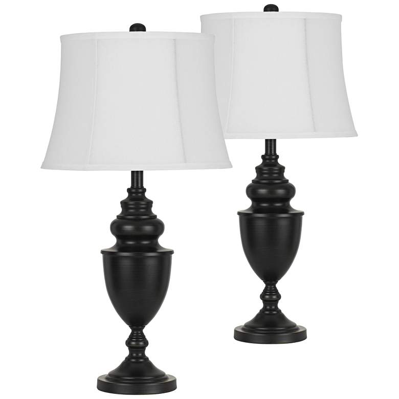 Image 1 Dark Bronze Metal Urn Table Lamp Set of 2