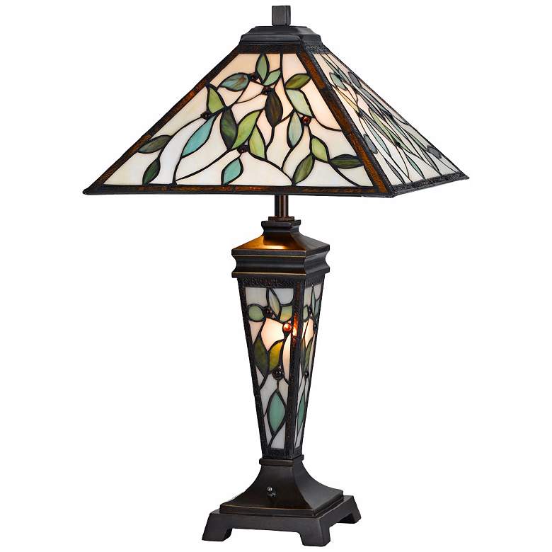 Image 1 Dark Bronze Tiffany Style Table Lamp with Night Light