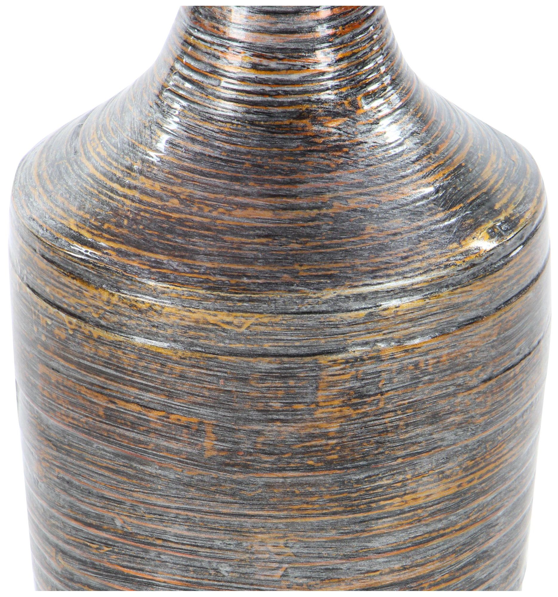 Image 3 Dark Brown Bamboo Wood Traditional Vase, 8" x 8" x 23" more views