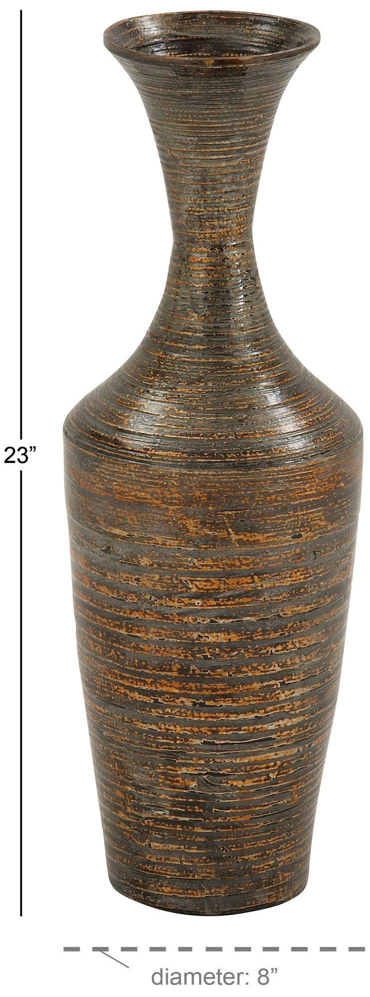 Image 5 Dark Brown Bamboo Wood Traditional Vase, 8" x 8" x 23" more views