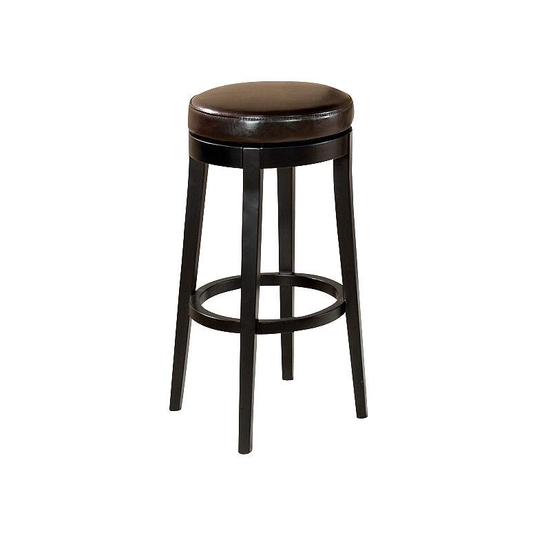 Image 1 Dark Brown Faux Leather 26 inch High Swivel Counter Stool