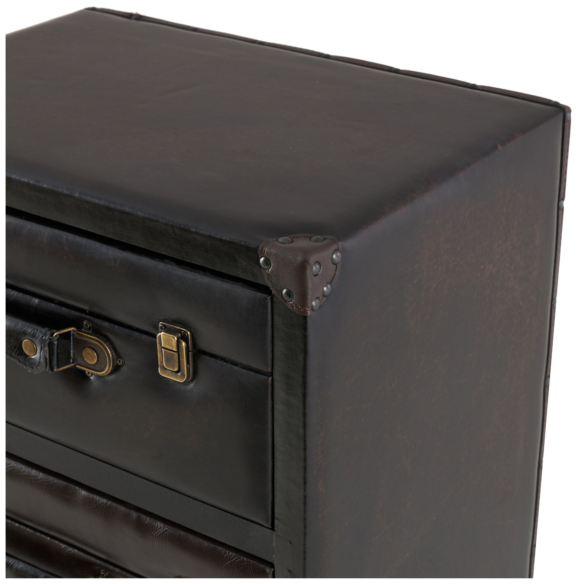 Image 2 Dark Brown Faux Leather Traditional Chest, 19" x 14" x 28" more views