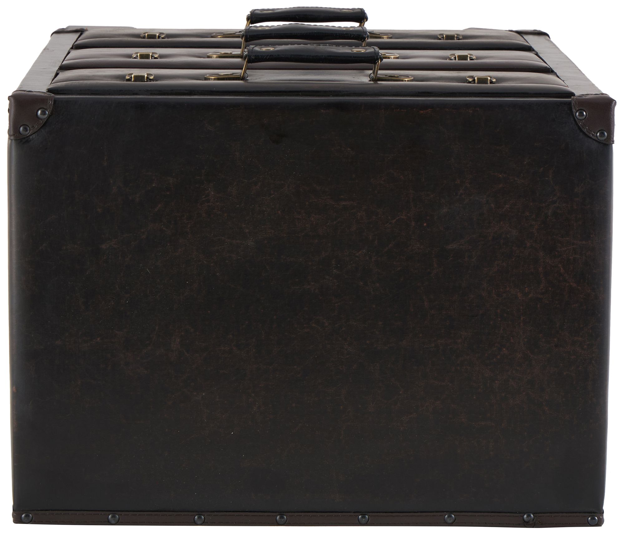 Image 6 Dark Brown Faux Leather Traditional Chest, 19" x 14" x 28" more views