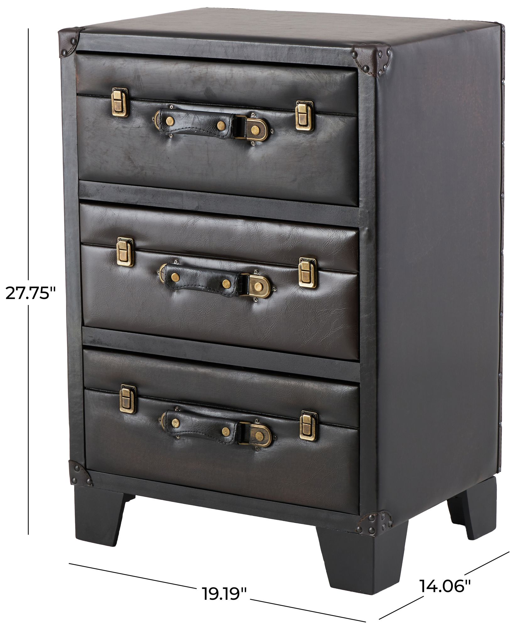 Image 7 Dark Brown Faux Leather Traditional Chest, 19" x 14" x 28" more views