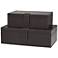 Dark Brown Leather Handmade Storage Decorative Box, Set of 2 8", 10"W
