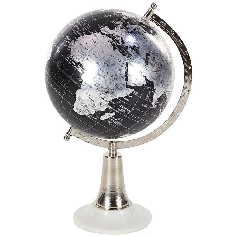 Image 1 Dark Brown Metal 15 inch High Decorative Spinning Globe