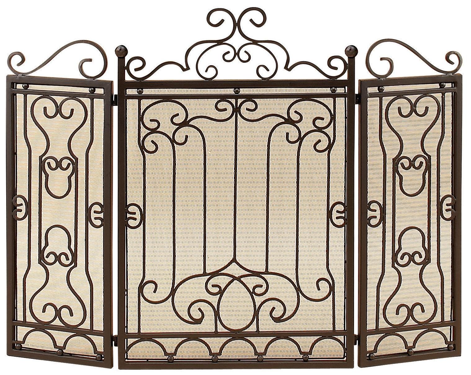 Image 2 Dark Brown Metal Traditional Fireplace Screen, 48" x 1" x 38"