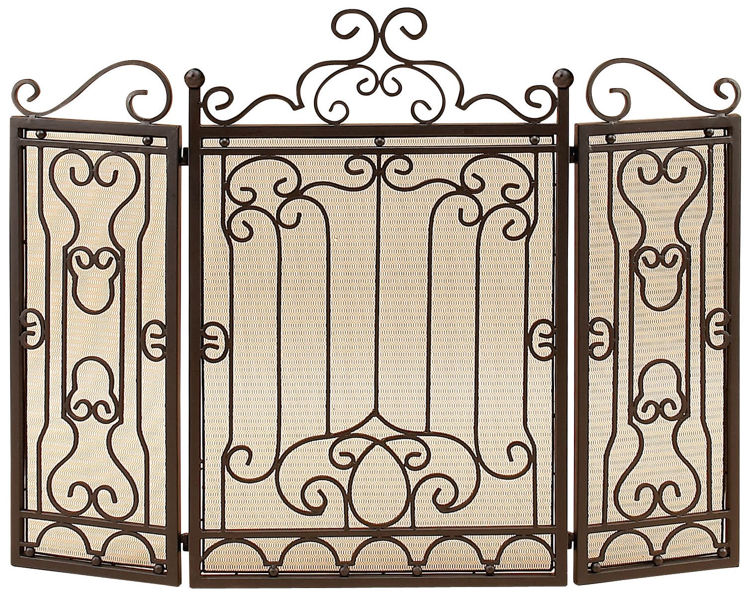 Image 4 Dark Brown Metal Traditional Fireplace Screen, 48" x 1" x 38" more views