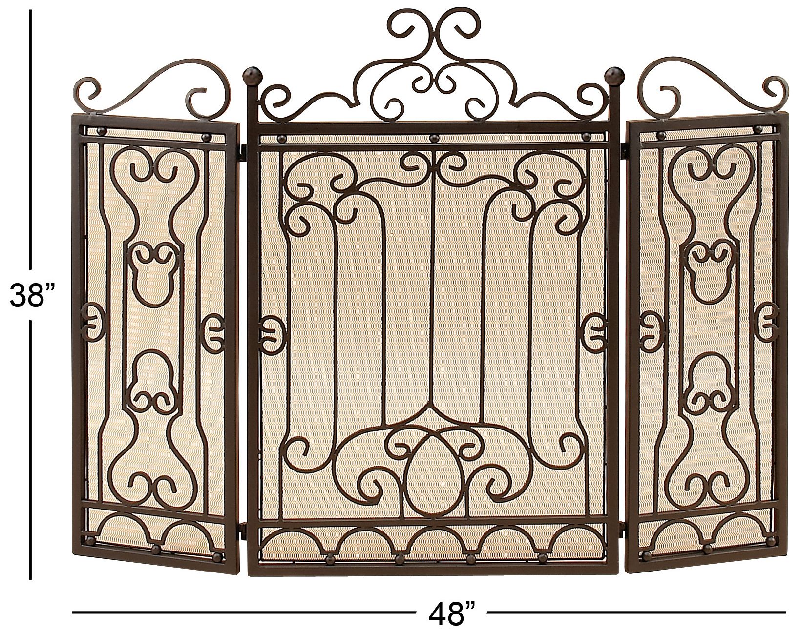 Image 5 Dark Brown Metal Traditional Fireplace Screen, 48" x 1" x 38" more views