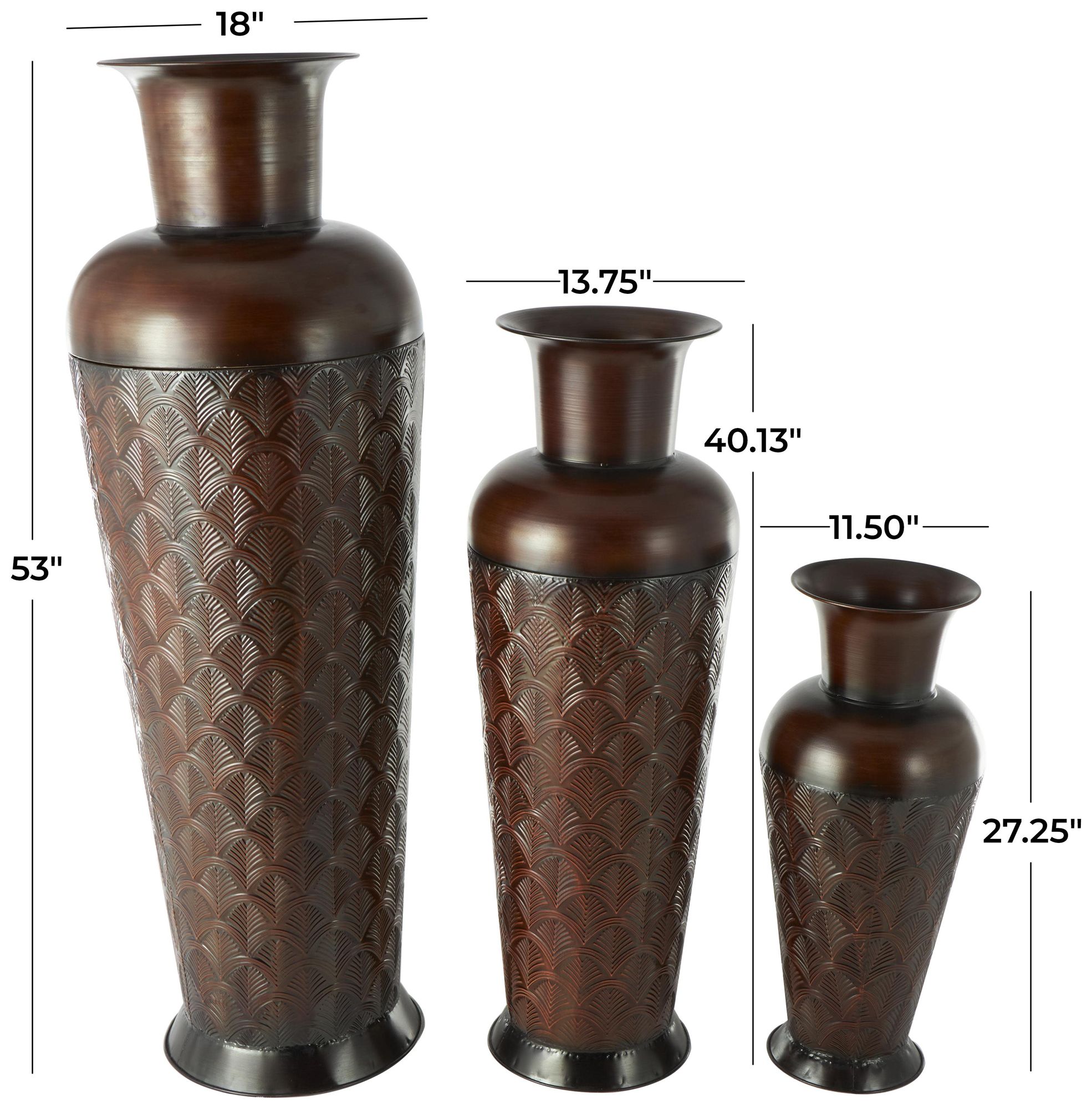 Image 7 Dark Brown Metal Traditional Vase, S/3 53", 40", 27"H more views