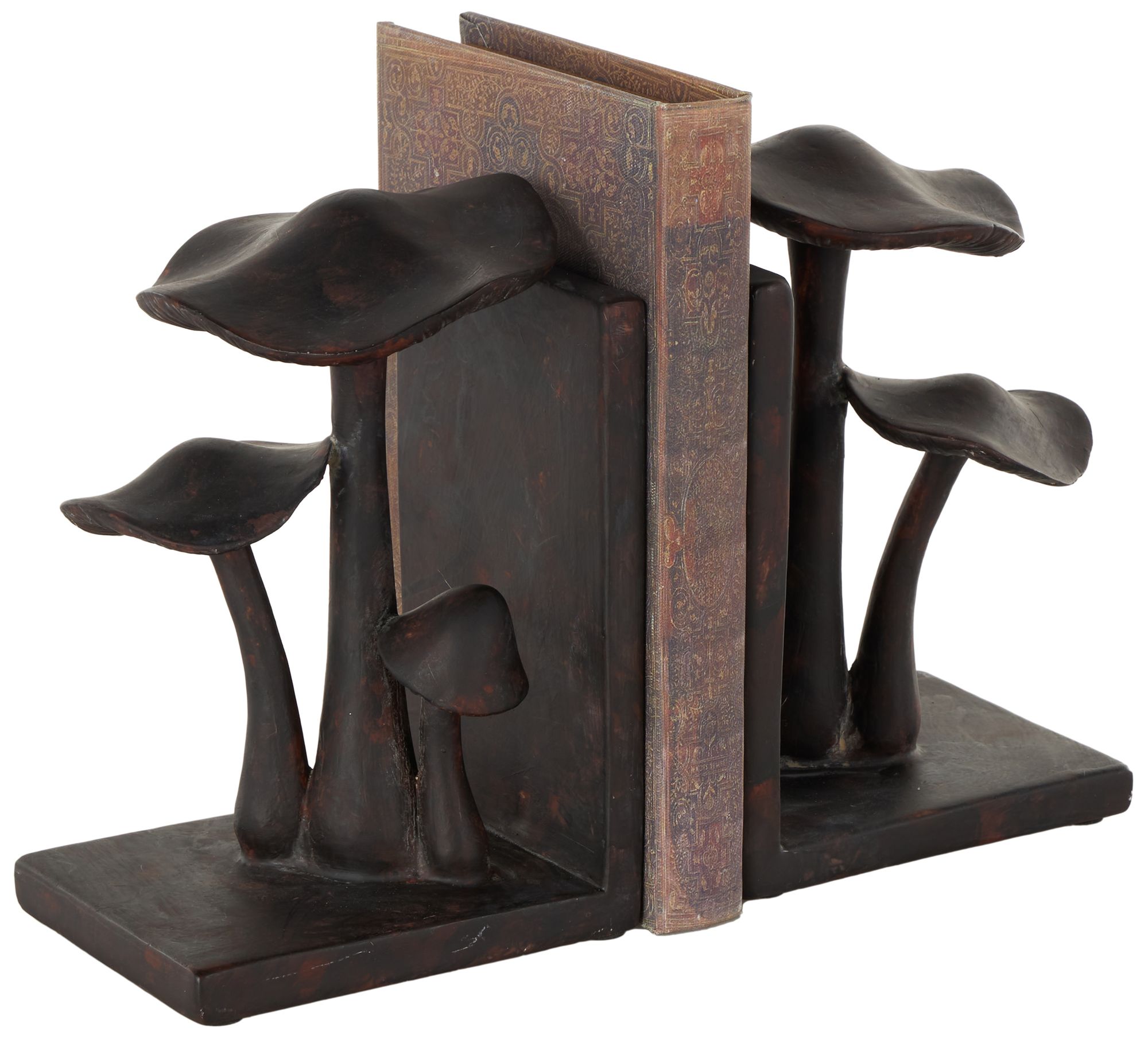 Image Dark Brown Polyresin Modern Bookends, S/2 5"W, 8"H