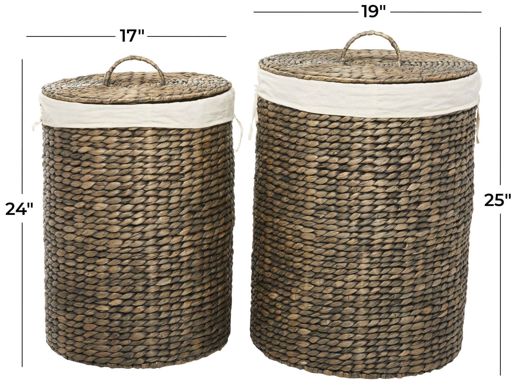 Image 7 Dark Brown Seagrass Traditional Storage Basket, S/2 24", 25"H more views