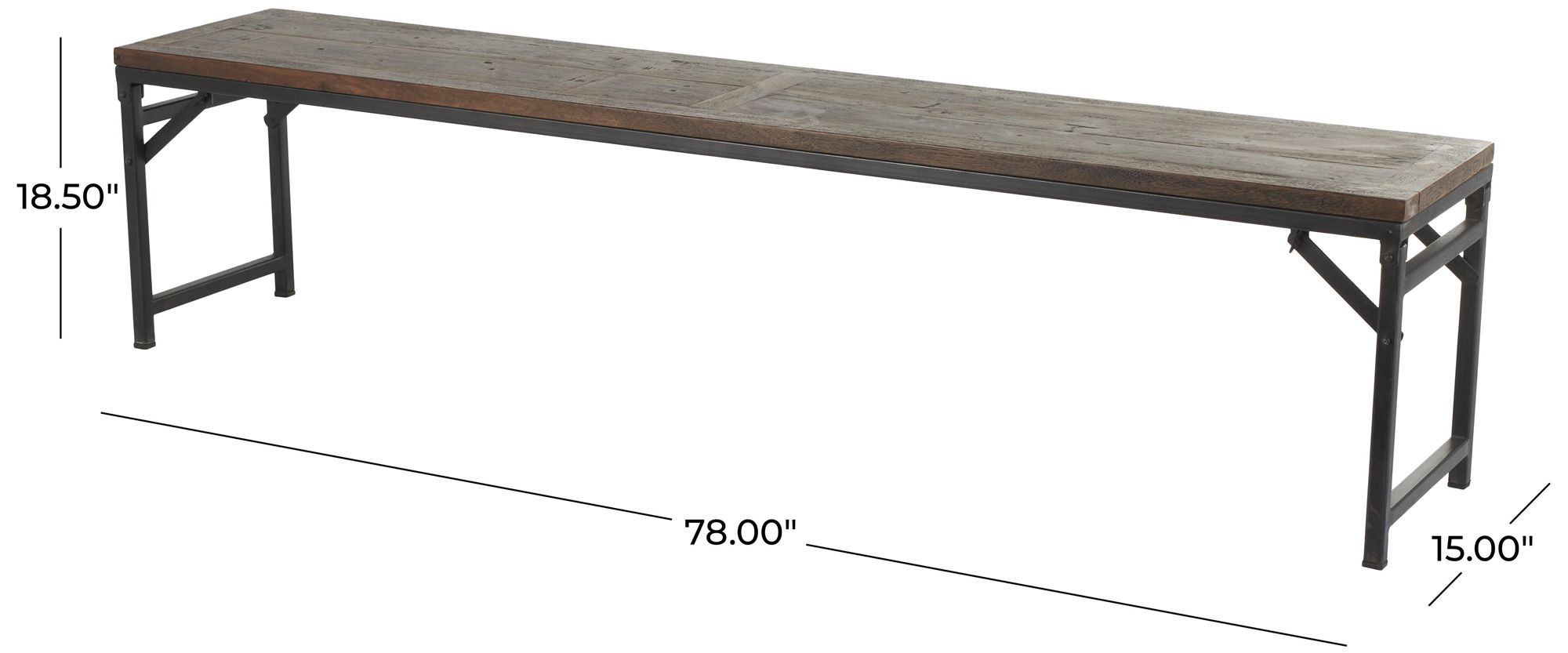 Image 7 Dark Brown Teak Wood Contemporary Bench, 78" x 15" x 19" more views