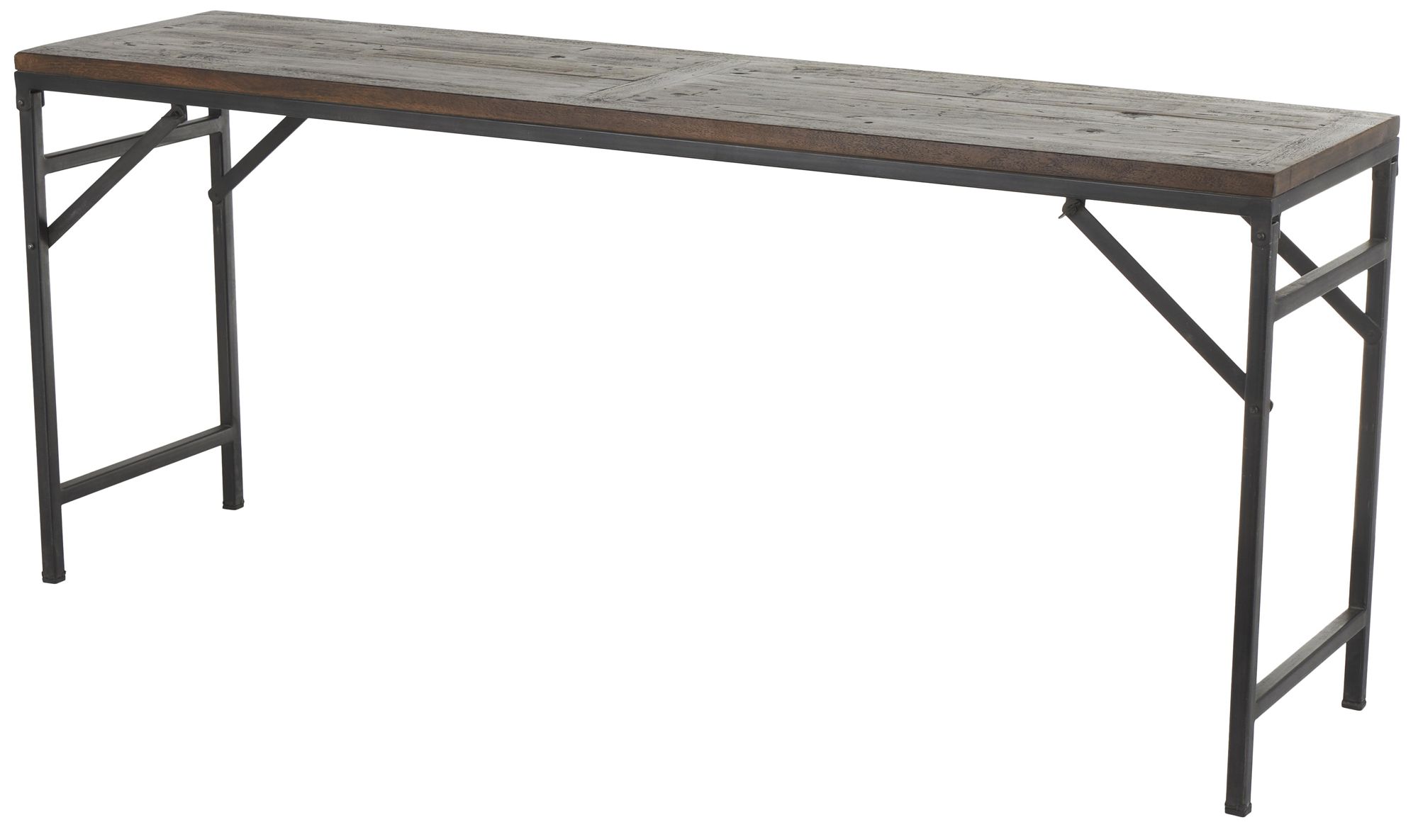 Image 2 Dark Brown Teak Wood Contemporary Console Table, 72" x 19" x 31"
