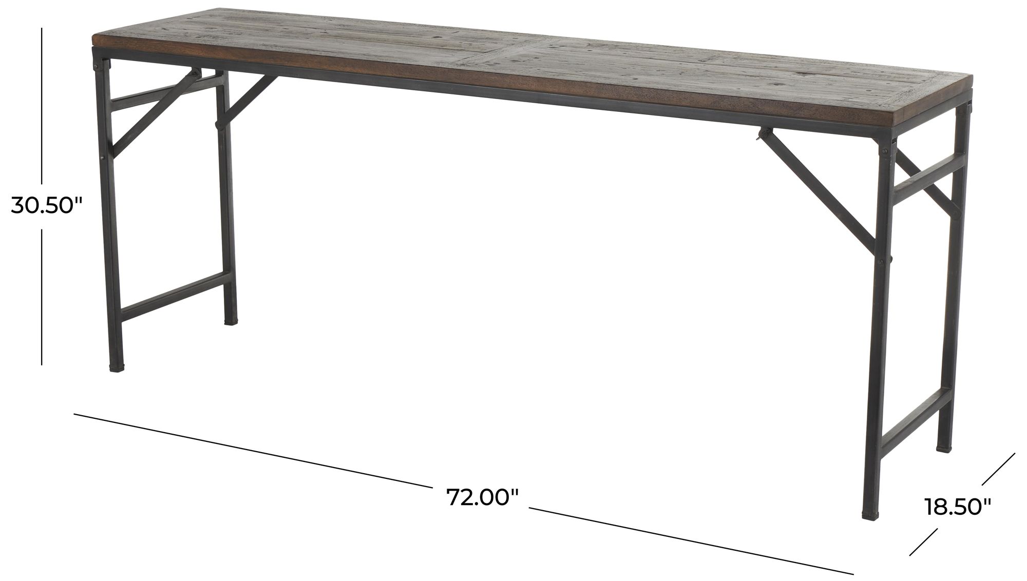 Image 7 Dark Brown Teak Wood Contemporary Console Table, 72" x 19" x 31" more views