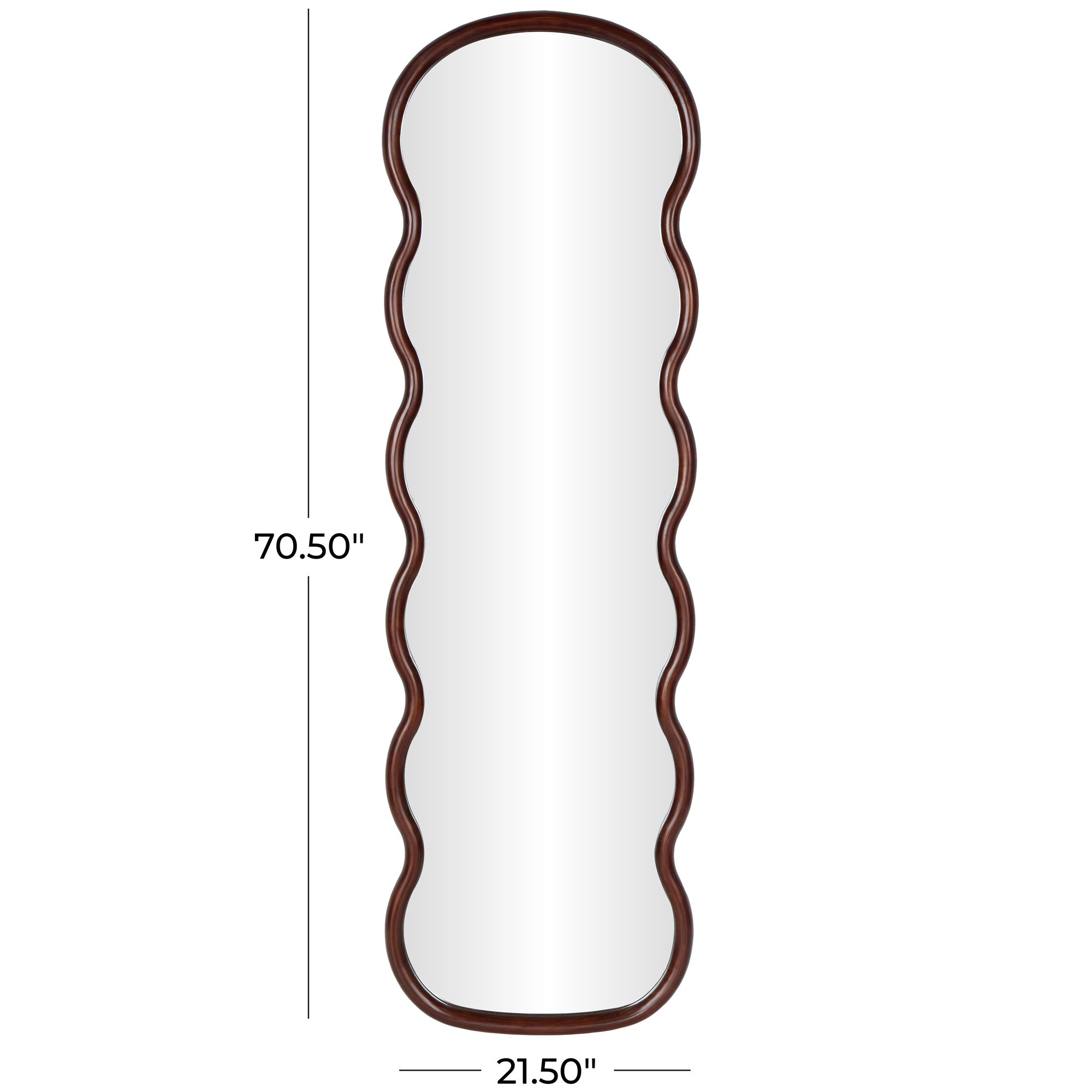 Image 7 Dark Brown Wood Contemporary Wall Mirror, 22" x 2" x 71 more views