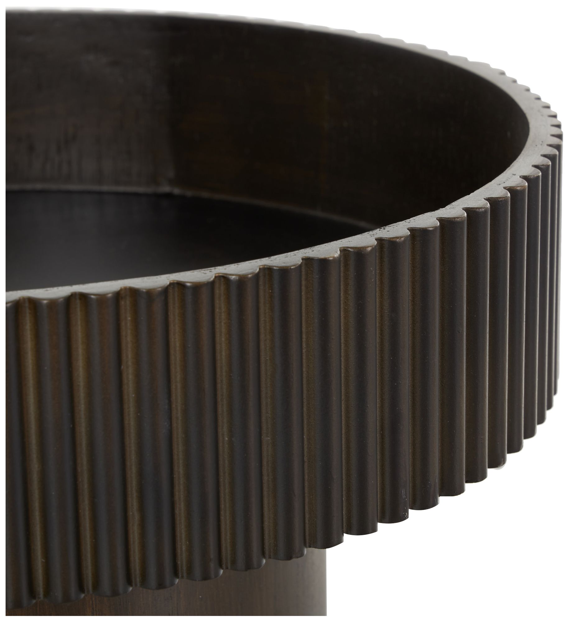 Image 2 Dark Brown Wood Modern Decorative Bowl, 14" x 14" x 7" more views
