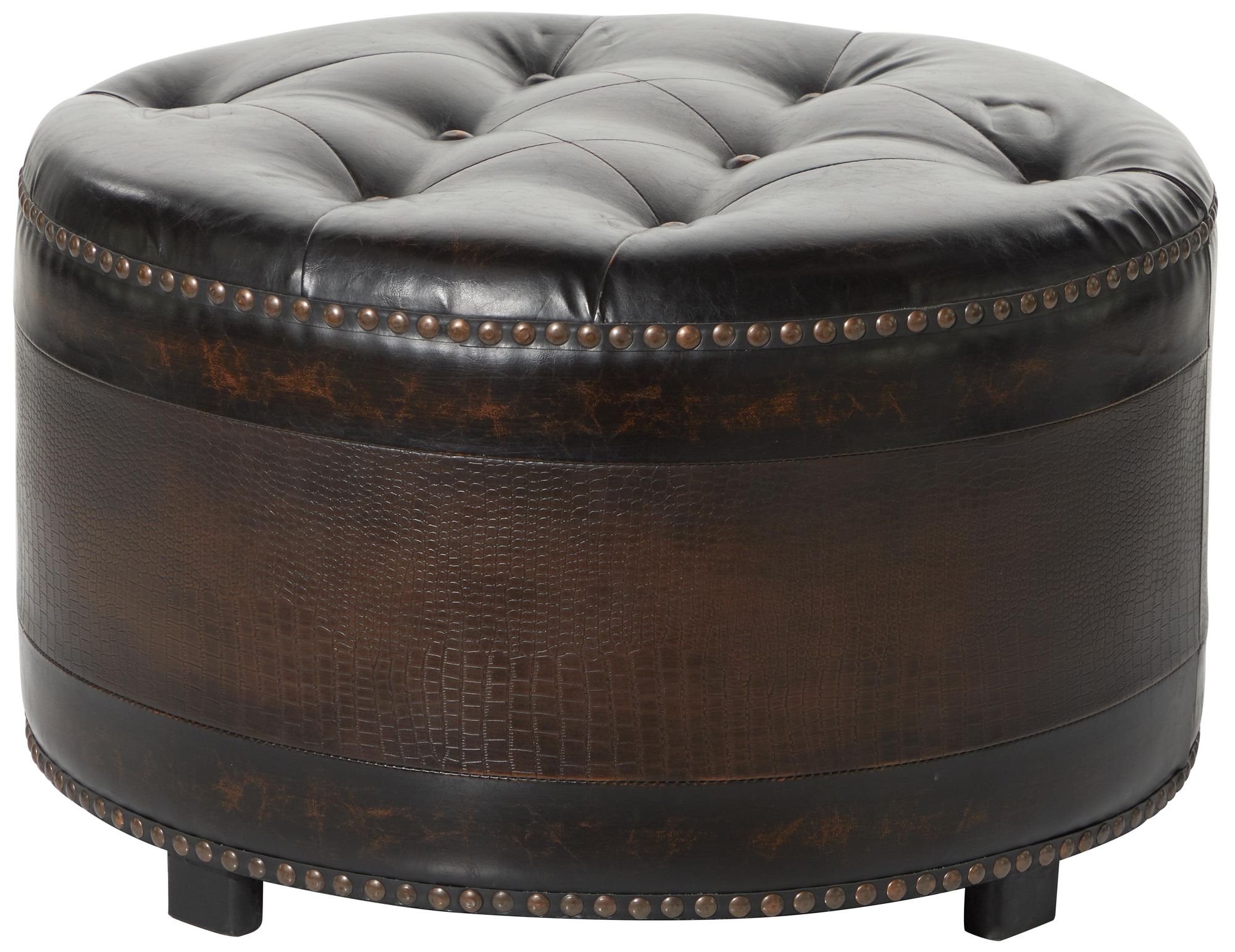 Image 6 Dark Brown Wooden Traditional Storage Ottoman, S/3 29", 25", 20"W more views