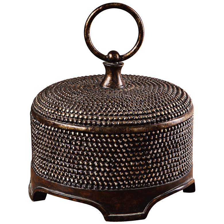Image 1 Dark Chestnut Finish 12" High Decorative Container