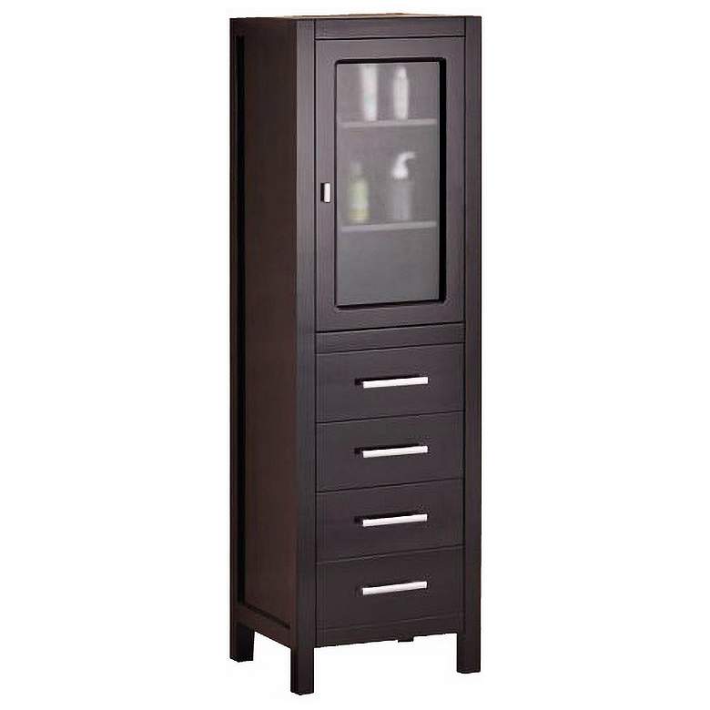 Image 1 Dark Espresso 65 inch High Solid Oak Linen Cabinet
