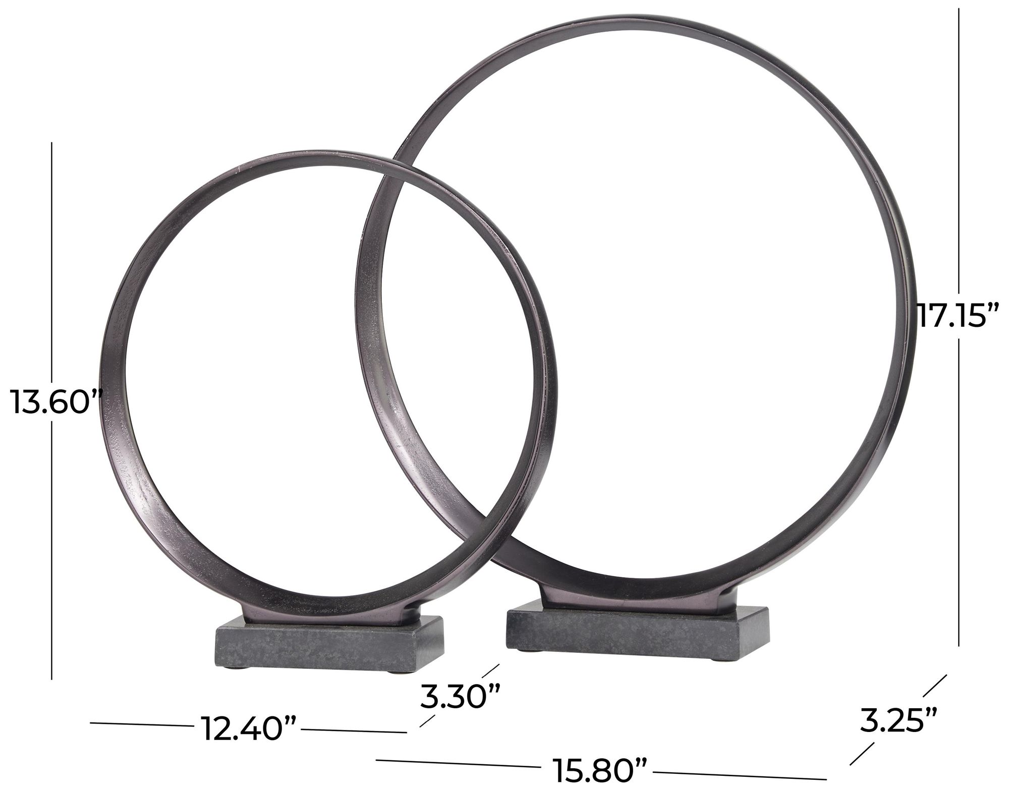 Image 6 Dark Gray Aluminum Metal Contemporary Sculpture, S/2 17", 14"H more views